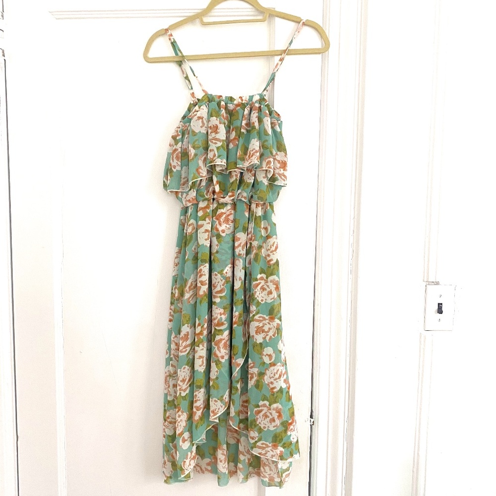 Floral Asymmetrical Dress Size M strap adjustable